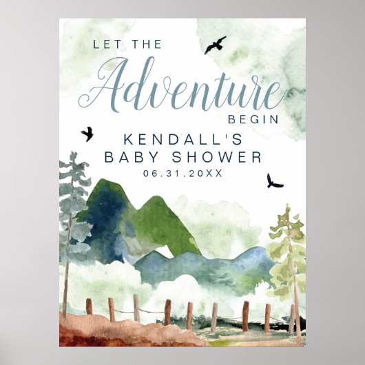 Adventure Baby shower Welkomstteken Poster (Voorkant)