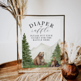 Adventure Baby shower Woodland luier loterij Poster