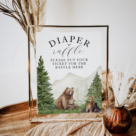 Adventure Baby shower Woodland luier loterij Poster