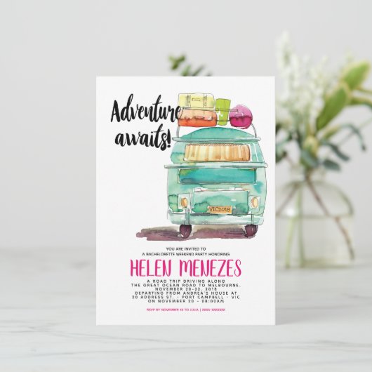 Adventure Bachelorette Weekend Getaway Invite Kaart (Staand voorkant)