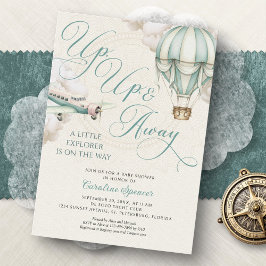 Adventure Balloon Airplane Baby Shower Invitation Kaart