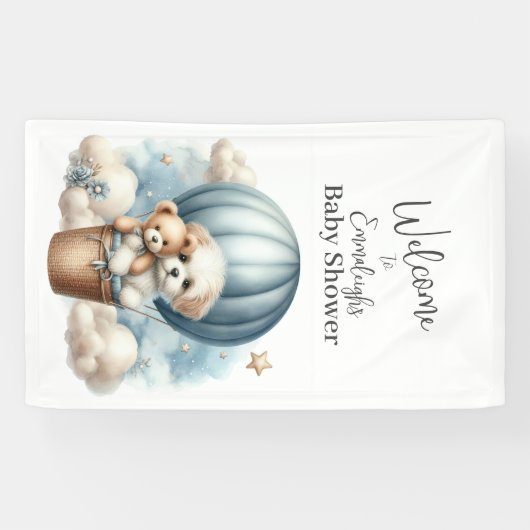 Adventure Balloon Baby shower Verticaal Welkom Spandoek (Horizontaal)