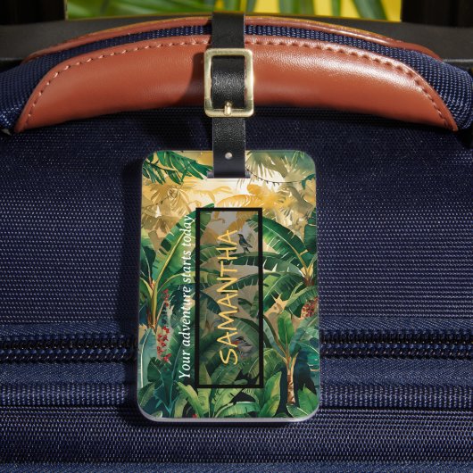 ADVENTURE BANANA OERWOUD AANGEPASTE NAAM BAGAGELAB BAGAGELABEL (Voorkant Insitu 2)