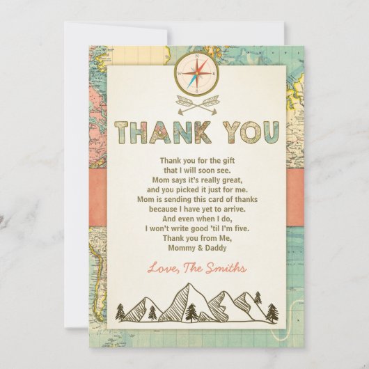 Adventure bedankt voor je kaart Travel Map Baby Da (Voorkant)