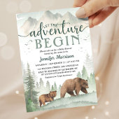 Adventure Begin Baby Shower Bear Woodland Forest Kaart