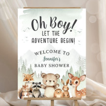 Adventure Begin Baby Shower Boy Woodland Welcome