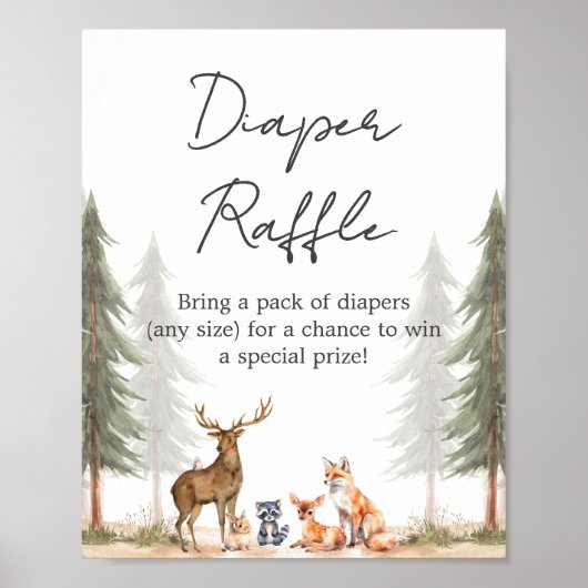 Adventure Begin Baby Shower Diaper Raffle Sign Poster (Voorkant)