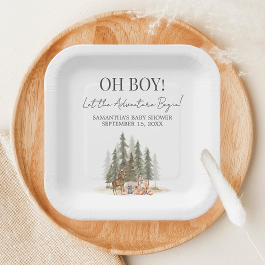 Adventure Begin Baby Shower Papieren Bordje