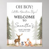 Adventure Begin Baby Shower Welcome Sign Poster (Voorkant)