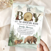 Adventure Begin Bear Boy Baby Shower Woodland  Kaart
