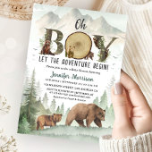 Adventure Begin Bear Boy Baby Shower Woodland  Kaart
