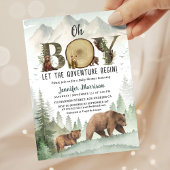 Adventure Begin Bear Boy Baby Shower Woodland  Kaart