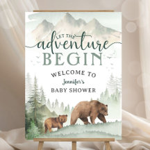 Adventure Begin Bear Woodland Baby Shower Welcome