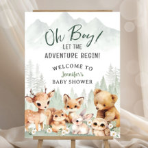 Adventure Begin Boy Woodland Baby Shower Welcome