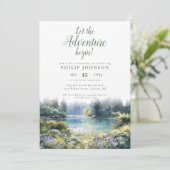 Adventure Begin Forest Lake Retirement Party Photo Kaart (Staand voorkant)