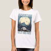 "Adventure Begin" Mountain Volle Maan Landschap T-shirt (Voorkant)