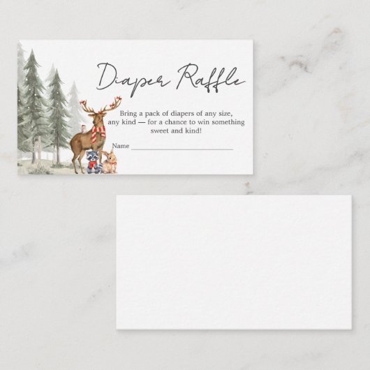 Adventure Begin Winter Baby Shower Diaper Raffle Informatiekaartje (Voorkant / Achterkant)