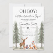 Adventure Begin Winter Woodland Baby Shower Kaart (Voorkant)