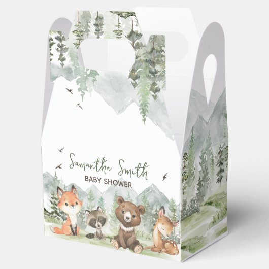Adventure Begin Woodland Animals Baby shower Bedankdoosjes (Geopend)