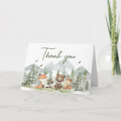 Adventure Begin Woodland Animals Baby shower Bedankkaart (Voorkant)