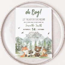 Adventure Begin Woodland Animals Baby shower
