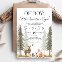 Adventure Begin Woodland Animals Baby shower