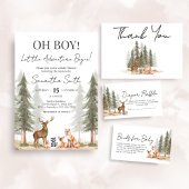 Adventure Begin Woodland Animals Baby shower Kaart