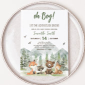 Adventure Begin Woodland Animals Baby shower Kaart