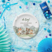 Adventure Begin Woodland Animals Baby shower Papieren Bordje (Feest)