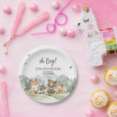 Adventure Begin Woodland Animals Baby shower Papieren Bordje (Feest)