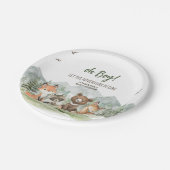 Adventure Begin Woodland Animals Baby shower Papieren Bordje (Gekanteld)