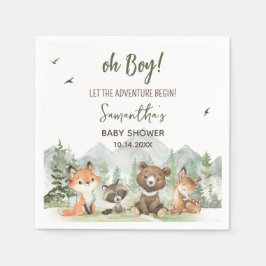 Adventure Begin Woodland Animals Baby shower Servet