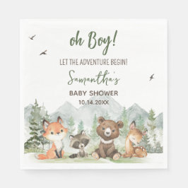 Adventure Begin Woodland Animals Baby shower Servet