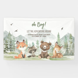 Adventure Begin Woodland Animals Baby shower Spandoek