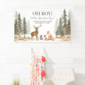 Adventure Begin Woodland Animals Baby Shower Spandoek (Insitu)