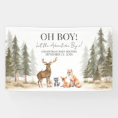 Adventure Begin Woodland Animals Baby Shower Spandoek (Horizontaal)
