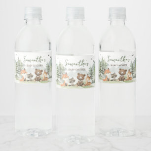Adventure Begin Woodland Animals Baby shower Waterfles Etiket