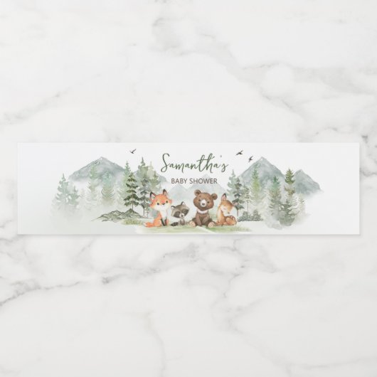 Adventure Begin Woodland Animals Baby shower Waterfles Etiket (Enkel label)