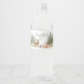Adventure Begin Woodland Animals Baby shower Waterfles Etiket (Voorkant)
