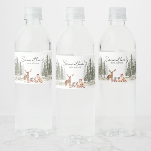 Adventure Begin Woodland Animals Baby Shower Waterfles Etiket (Flessen)