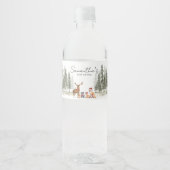 Adventure Begin Woodland Animals Baby Shower Waterfles Etiket (Voorkant)