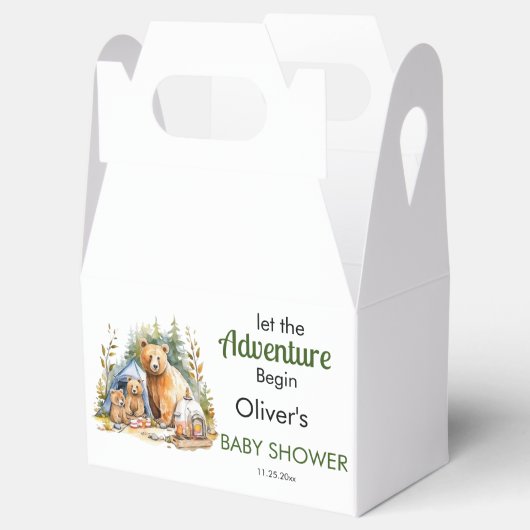 Adventure Begin Woodland Baby shower Bedankdoosjes (Geopend)