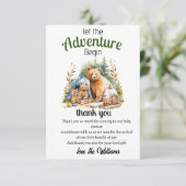 Adventure Begin Woodland Baby shower Bedankkaart (Staand voorkant)