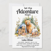 Adventure Begin Woodland Baby shower Invitation Kaart (Voorkant)