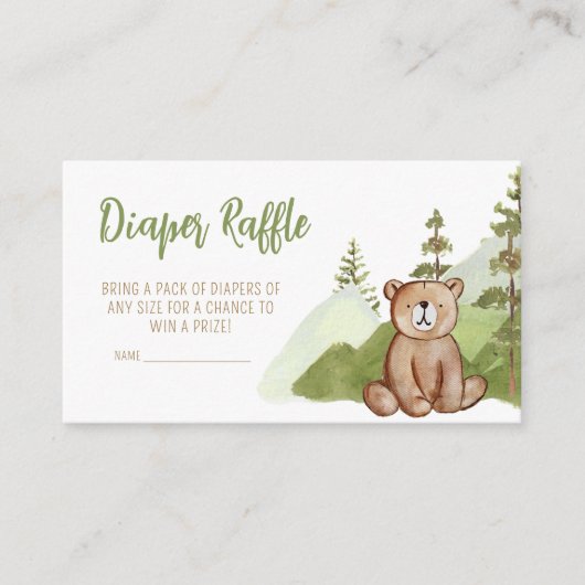 Adventure Begin Woodland Baby shower Luier Raffle Informatiekaartje (Voorkant)