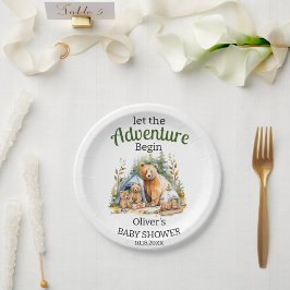 Adventure Begin Woodland Baby shower Papieren Bordje