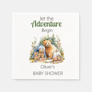 Adventure Begin Woodland Baby shower Servet