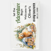 Adventure Begin Woodland Baby shower Spandoek (Verticaal)