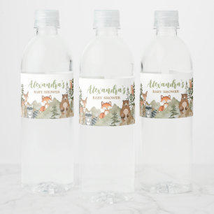 Adventure Begin Woodland Mountain Baby shower Waterfles Etiket