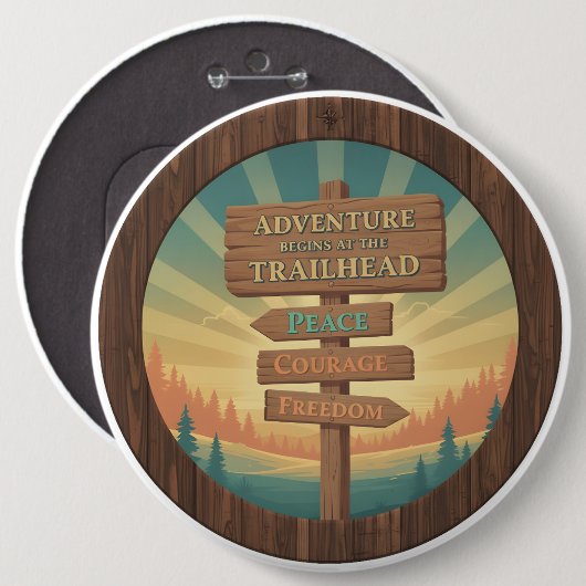 Adventure Begins at the Trailhead Ronde Button 6,0 Cm (Voorkant /achterkant)
